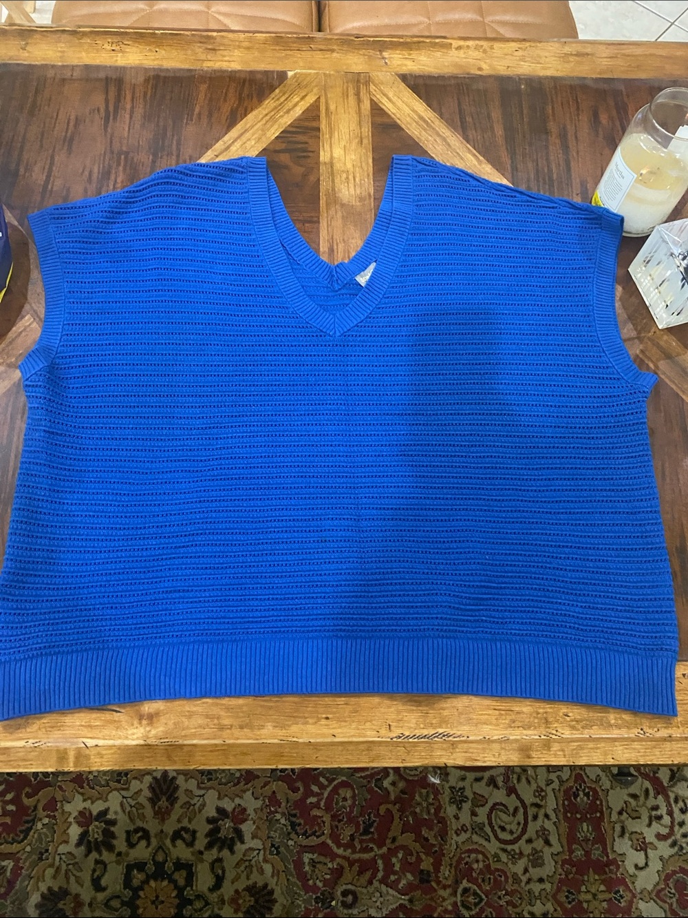 Style & Co. Royal Blue V-Neck Sleeveless Sweater